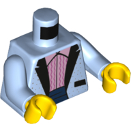 Lego Torso Suit Jacket with Dots and Bright Pink Undershirt with Dark Pink Wavy Lines Print, Bright Light Blue Arms, Yellow Hands / Bright Light Blue