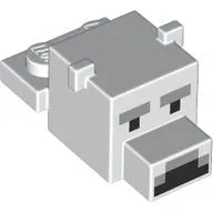 Animal Body Part, Bear Head 1 x 2 with Cube Polar Bear with Pixelated Face, Narrow Eyes Print / White