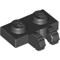 Lego Hinge Plate 1 x 2 Locking with 2 Fingers on Side, 7 Teeth / Black