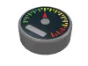 Tile Round 1 x 1 with Gauge and Red Pointer Print / Flat Silver