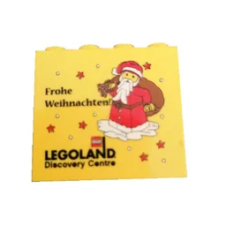 Brick 2 x 4 x 3 with 'LEGOLAND Discovery Centre Frohe Weihnachten and Santa Claus' Print / Yellow