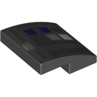 Lego Brick Curved 2 x 2 x 2/3 with 2 Purple Squares Print / Black