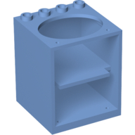 Lego Belville, Cupboard 4 x 4 x 4 with Elliptical Hole for Sink / Medium Blue