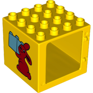 Lego Duplo Door / Window Frame 4 x 4 x 3 - Thin Top with Bunny / Rabbit Holding Brick Print
