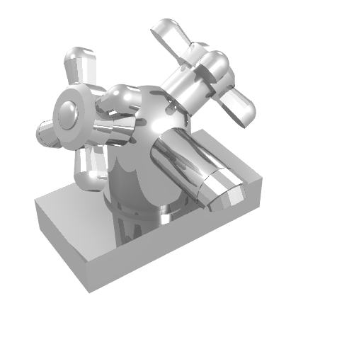 Lego Tap 1 x 2 with Dual Handles / Chrome Silver