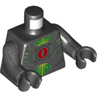 Lego Torso Armor, Red Eye, Circuitry Print (InfectoByter), Pearl Titanium Arms, Black Hands / Black