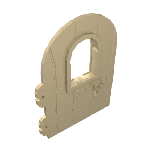 Lego Door 1 x 4 x 6 Round Top with Window and Keyhole, Non Reinforced Edge / Tan