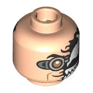 Minifig Head Doc Ock, Bionic Eye, Partly Black Venom Mask, White Eye, Teeth / Full Black Venom Mask / Light Nougat