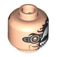 Lego Minifig Head Doc Ock, Bionic Eye, Partly Black Venom Mask, White Eye, Teeth / Full Black Venom Mask / Light Nougat