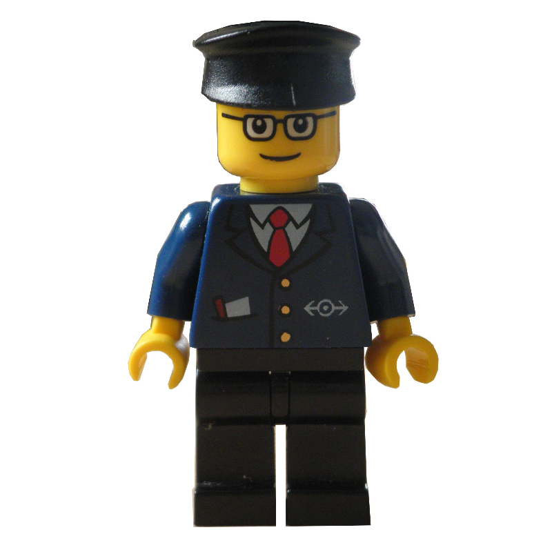 Lego Conductor - Dark Blue Jacket, Black Legs, Black Hat