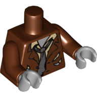 Lego Torso Ripped Suit Jacket, Tan Shirt and Dark Bluish Gray Tie Print, Reddish Brown Arms, Light Bluish Gray Hands / Reddish Brown