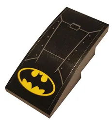 Slope, Curved 4 x 2 with Hull Plates and Yellow Batman Logo Pattern (Sticker) - Set 76120