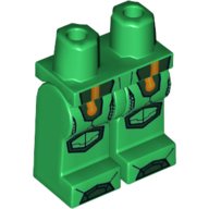 Lego Hips and Green Legs with Orange and Gold Circuitry and Dark Green Armor, Knee Pads and Boots Pattern / Green