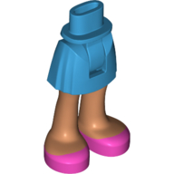 Lego Minidoll Hips and Short Skirt Medium Azure Skirt, Nougat Legs, Pinks Shoes [Thick Hinge] / Dark Azure
