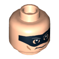 Lego Minifig Head Lone Ranger, Black Eyemask, Smirk Print [Hollow Stud] / Light Nougat