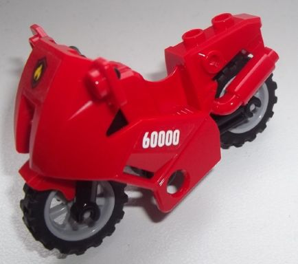 Lego Motorcycle City with Black and Yellow Fire Logo Badge on Front and '60000' on Both Sides Pattern (Stickers) - Set 60000