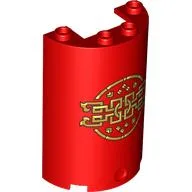 Cylinder Half 2 x 4 x 5 with 1 x 2 cutout with Gold Chines Decorations Print