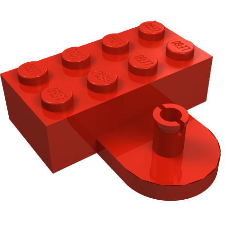 Lego Brick Special 2 x 4 with Coupling, Male / Red