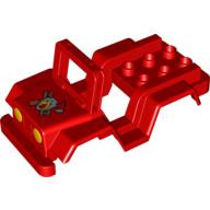 Lego Duplo Car Body Jeep with Headlights and Fire Logo Print / Red