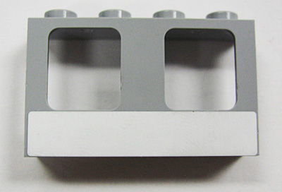 Lego Window 1 x 4 x 2 Plane, Single Top Hole and Single Bottom Hole for Glass with White Stripe Pattern (Sticker) - Set 10219