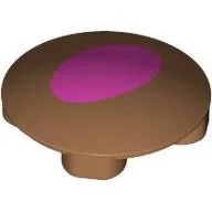 Plate Round 2 x 2 with Rounded Bottom with Dark Pink Oval Print
