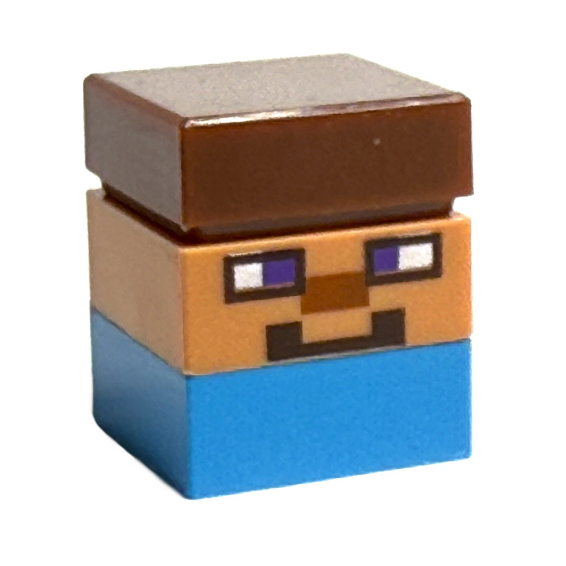 Lego Micromob Steve, Dark Azure Legs, Reddish Brown Hair