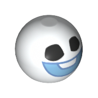Lego Technic Ball Joint, Black Eyes and Blue Smile Print (Snowgie Head) / White