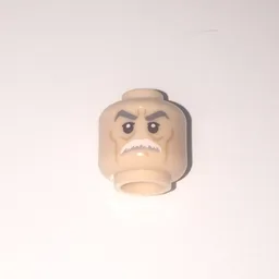 Minifig Head Admiral Wullf Yularen, Stern Gray Eyebrows, White Moustache and Wrinkles Print [Hollow Stud]