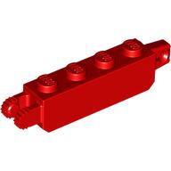 Lego Hinge Brick 1 x 4 Locking with 1 Finger Vertical End and 2 Fingers Vertical End, 9 Teeth / Red