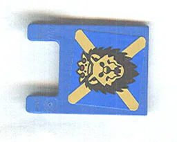 Flag 2 x 2 Square with Flat Edge with Lion Head with Crown and Yellow X on Blue Background Pattern (Sticker) - Set 10176