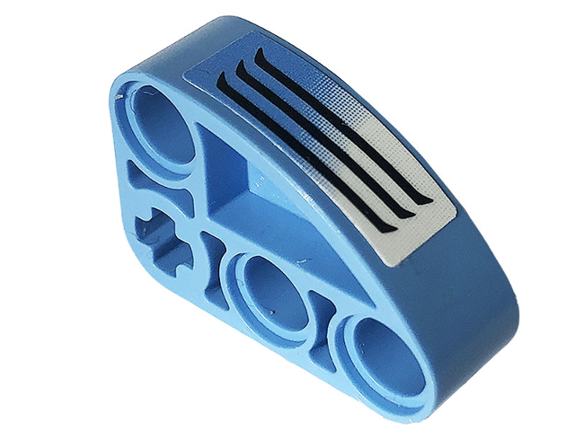Lego Technic, Liftarm, Modified L-Shape Quarter Ellipse Thick 2 x 3 with Air Vent on Medium Blue and White Background Pattern Model Right Side (Sticker) - Set 42134