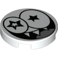 Tile Round 2 x 2 with Starry Eyed Nixel Face Print / White