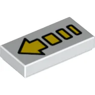 Tile 1 x 2 with Broken Arrow Long Yellow with Black Border Print / White