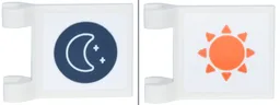 Flag 2 x 2 Square with Flared Edge with Crescent Moon and Stars on Dark Blue Circle and Orange Sun with Triangle Points Pattern on Both Sides (Sticker) - Set 42677