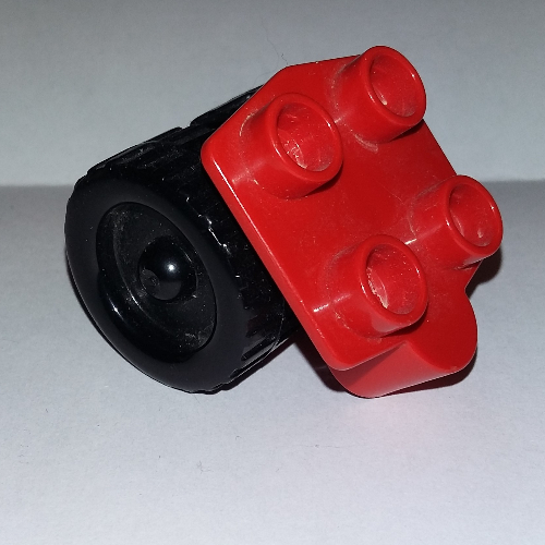 Lego Duplo Airplane Wheel with 4 Studs, with Two Wide Wheels and no Hitch / Red