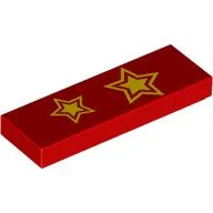 Tile 1 x 3 with 2 Yellow Stars Print / Red
