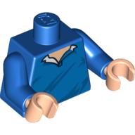 Lego Torso Sweater with Open Collar, Diagonal Wrinkles Print, Blue Arms, Light Nougat Hands / Blue
