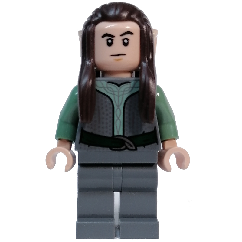 Lego Elf - Dark Bluish Grey Torso, Legs, Dark Brown Hair