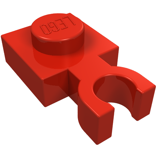 Lego Plate Special 1 x 1 with Clip Vertical [Thin U Clip] / Red