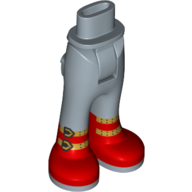 Lego Minidoll Hips and Trousers with Back Pockets, Red Boots with Gold Straps and Buckles / Sand Blue
