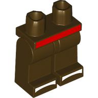 Lego Hips and Dark Brown Legs with White Toes, Red Belt print / Dark Brown