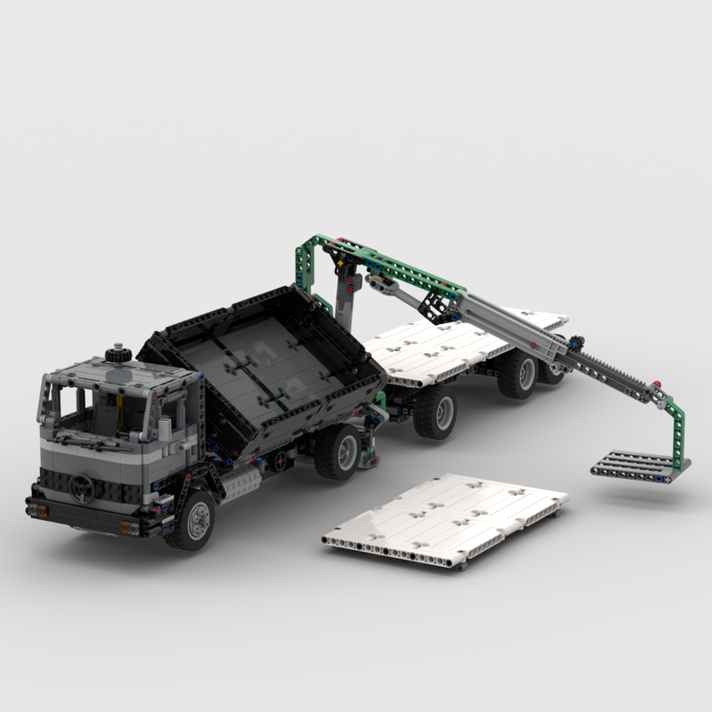 Lego Mercedes-Benz LPS 1418 trilateral tipper with trailer and crane (42078 C model upgrade)