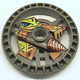 Technic Disc 5 x 5 Notched, Driller Print / Dark Gray
