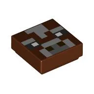 Tile 1 x 1 with Pixelated Cow Face, Dark Bluish Grey/Light Bluish Grey Print / Reddish Brown