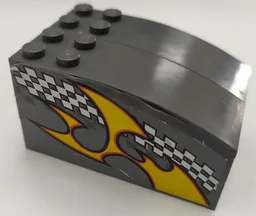 Stickered Assembly 6 x 4 x 2 2/3 with Checkered Stripe and Flame Pattern on Both Sides (Stickers) - Set 8134