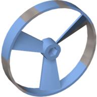 Lego Large Figure Spinner / Propeller without Code, Marbled Pearl Light Gray Pattern (Rhotuka) / Medium Blue