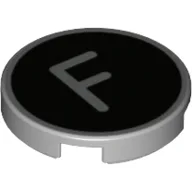 Tile Round 2 x 2 with 'F' on Black Background Print / Light Bluish Gray