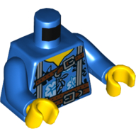 Lego Torso Hawaiian Shirt, Straps, Suspenders, Belt Buckle Print, Blue Arms, Yellow Hands / Blue