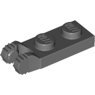 Lego Hinge Plate 1 x 2 Locking with 2 Fingers On End, without Groove, 7 Teeth / Dark Bluish Gray