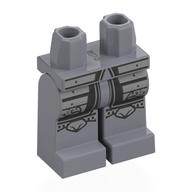 Lego Hips and Flat Silver Legs with Armor Plating, Silver Decorations, Black Rim, Knee Pads print / Flat Silver